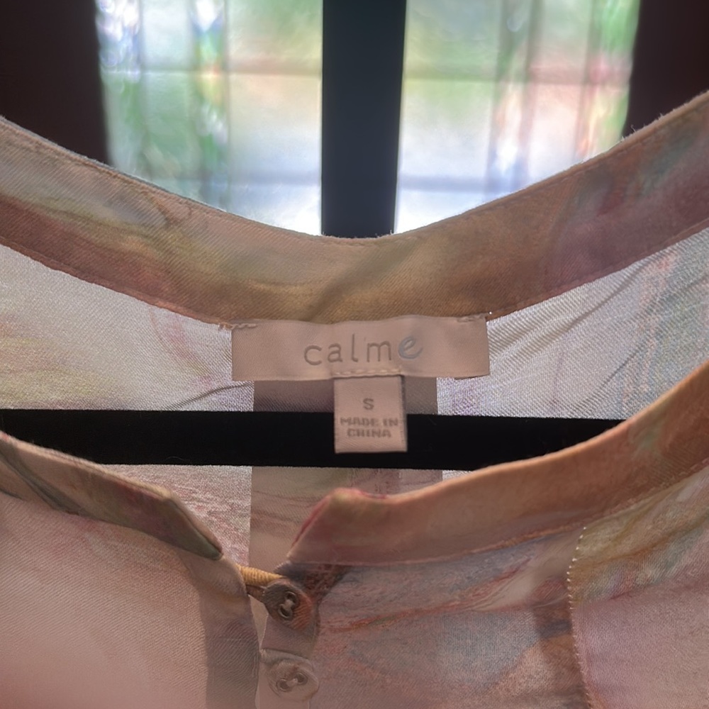CALME by JOHNNY WAS Marble Kaftan Maxi  SMALL Dress Cotton Silk Blend - Picture 5 of 11